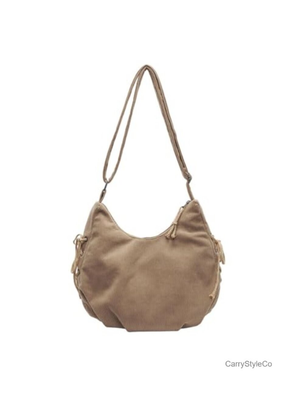 Corduroy Crossbody Bag Large Crescent Tote Adjustable Strap